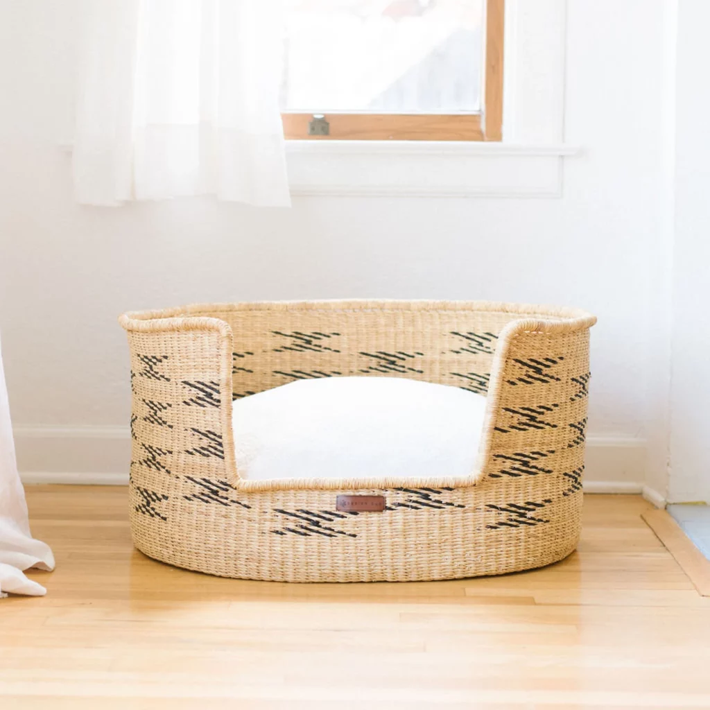 basket boho dog beds